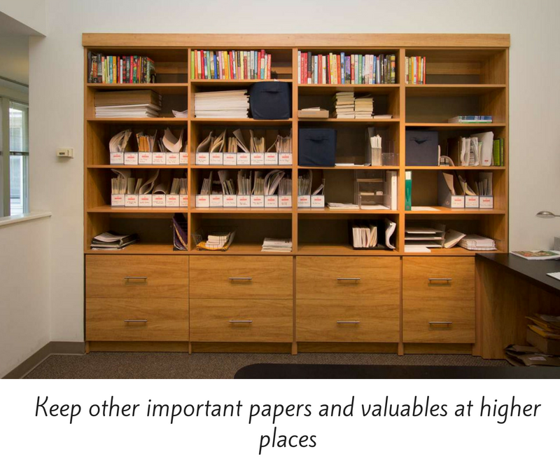 Keep other important papers and valuables at higher places.